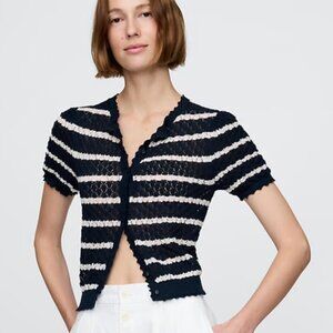 Doen x Gap Linen-Blend Pointelle Cardigan size Small